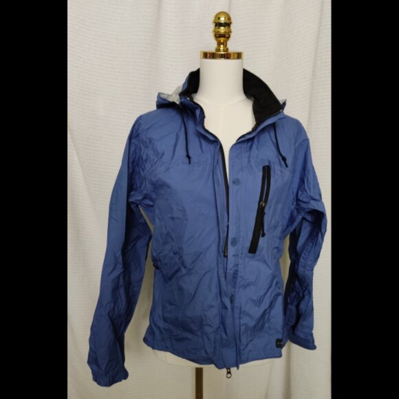 REI Elements E1 Hooded Blue Rain Jacket | Zipper | Vents | Waterproof | Medium - Picture 15 of 16